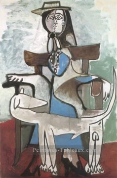  chien - Jacqueline et le chien afghan 1959 cubisme Pablo Picasso